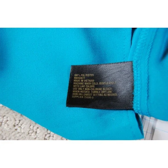 NWT Worthington Women’s 1x V-neck Silky Flowy Sleeveless Polynesian Blue Blouse - Picture 5 of 8